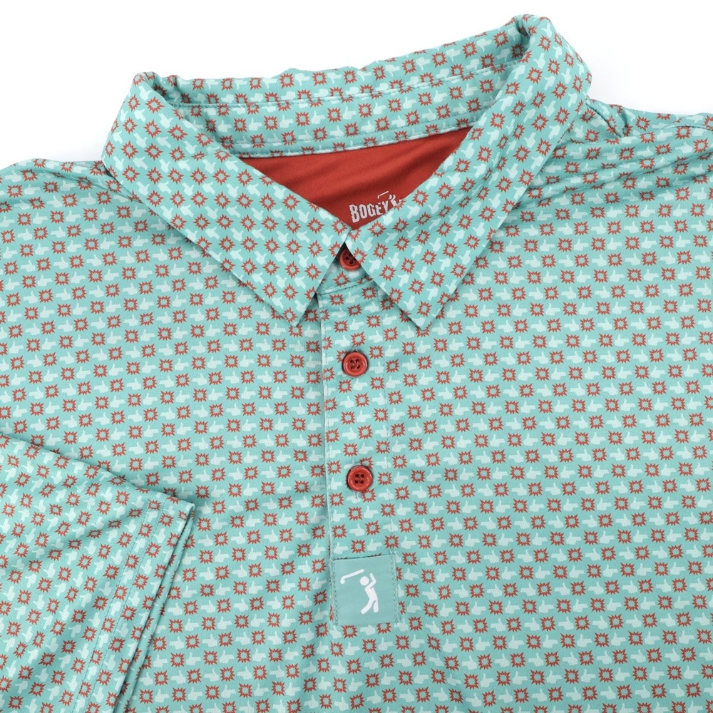 Bogey Bros Thumbs Up Starburst Polo Teal Short Sleeve Mens 3XL